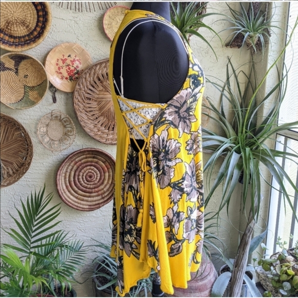 Free People M Paint The Sun Slip Yellow Mini Dress - Picture 9 of 16